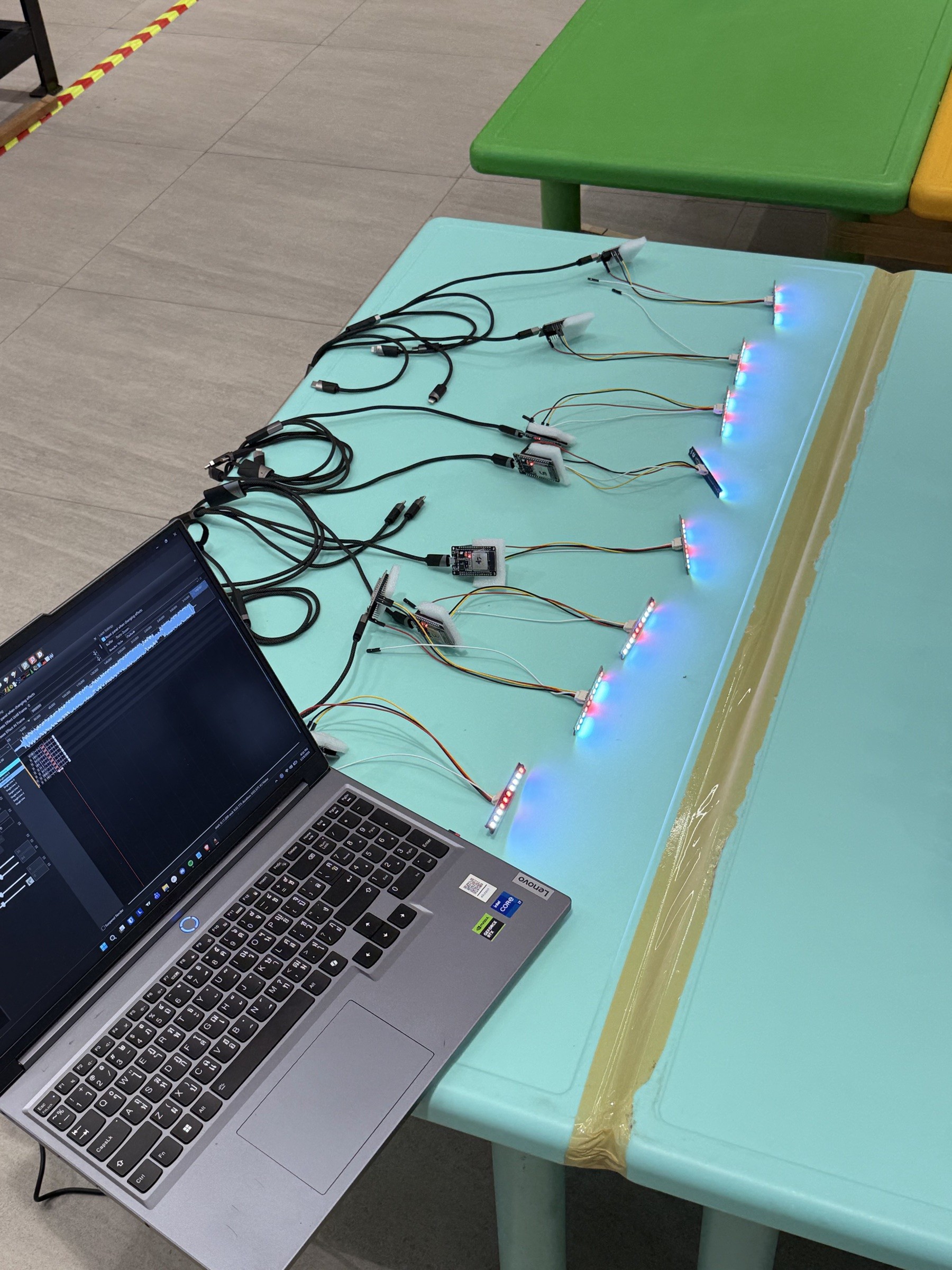 Open World 2026 Light and Projector Show, Custom ESP32 DMX controllers